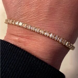 5CT 3mm Princess Cut Lab Created Diamond Tennis Bracelet 14K Gold Plated